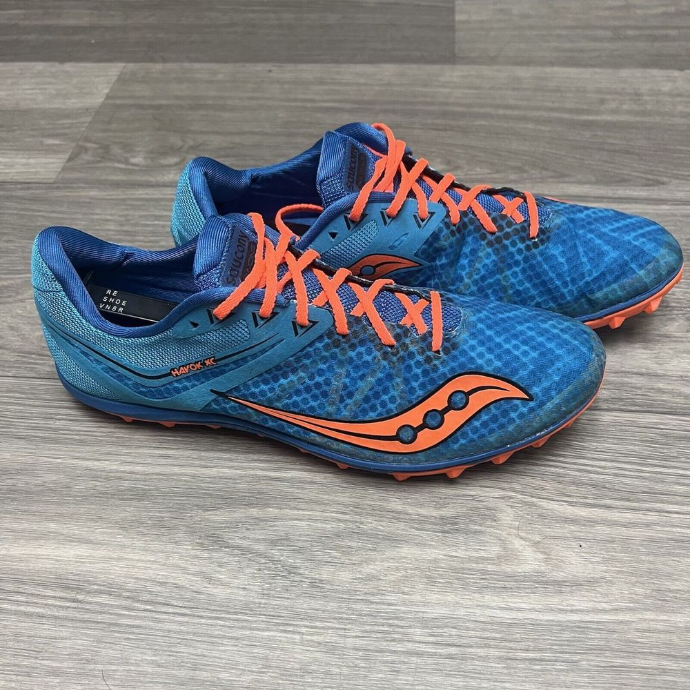 Saucony Men 10 Running Cleat Shoes Havoc XC Flat Athletic Blue Orange Track
